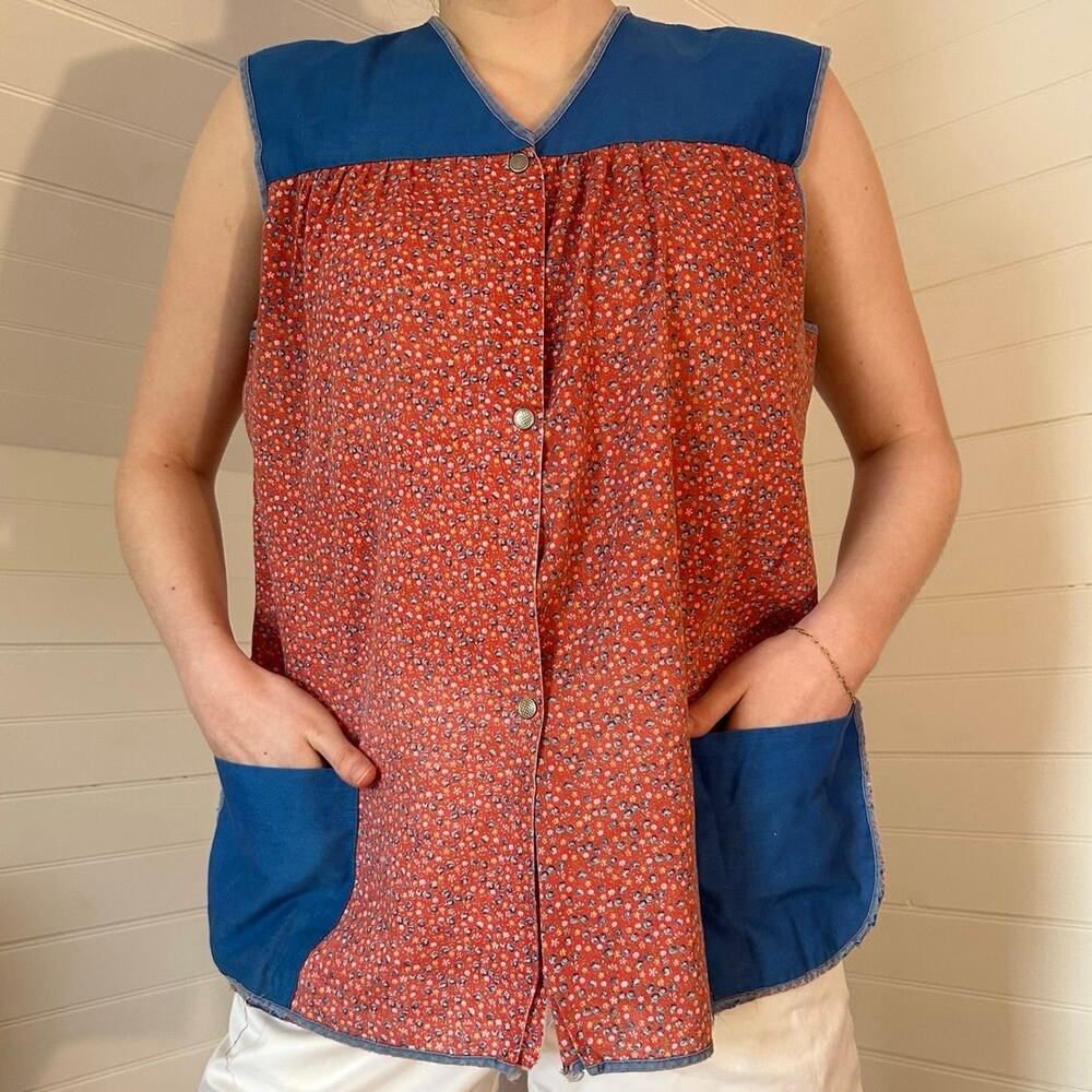 Vintage artistic creative red and blue top